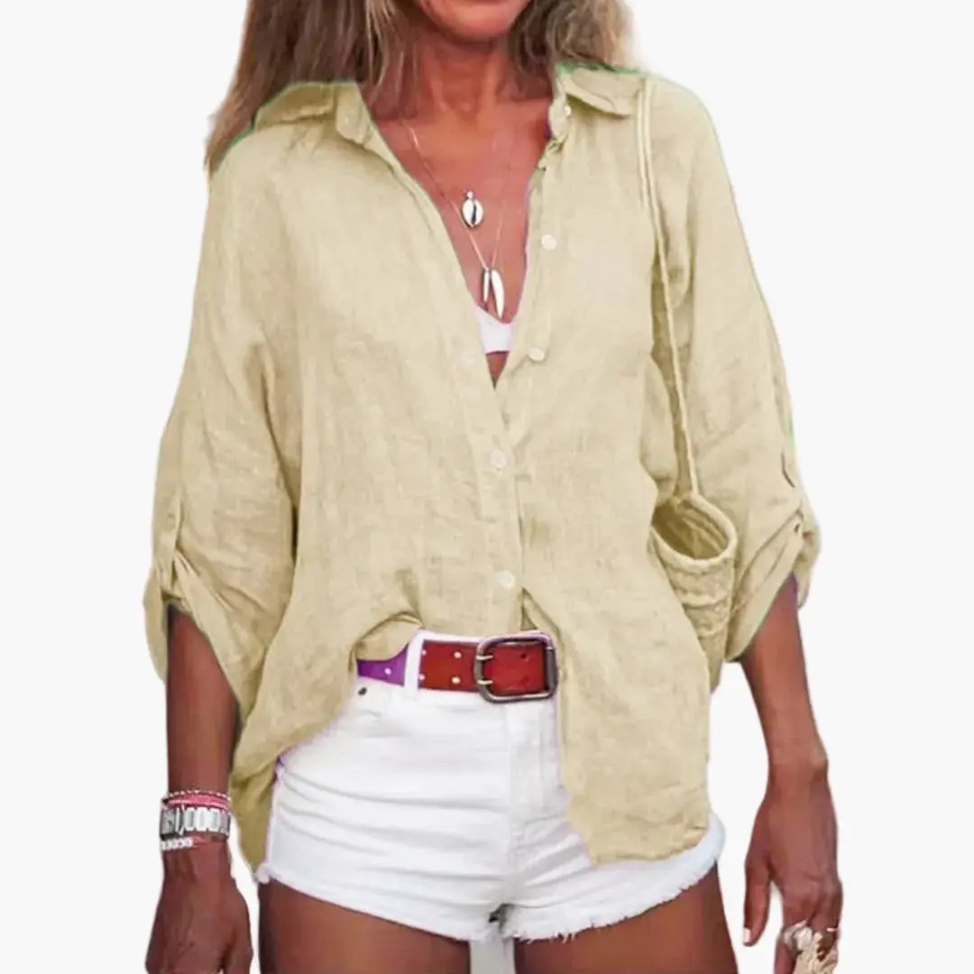 Women’s Cotton Blend Long Sleeve Blouse Classic Crew Neck Pullover Top