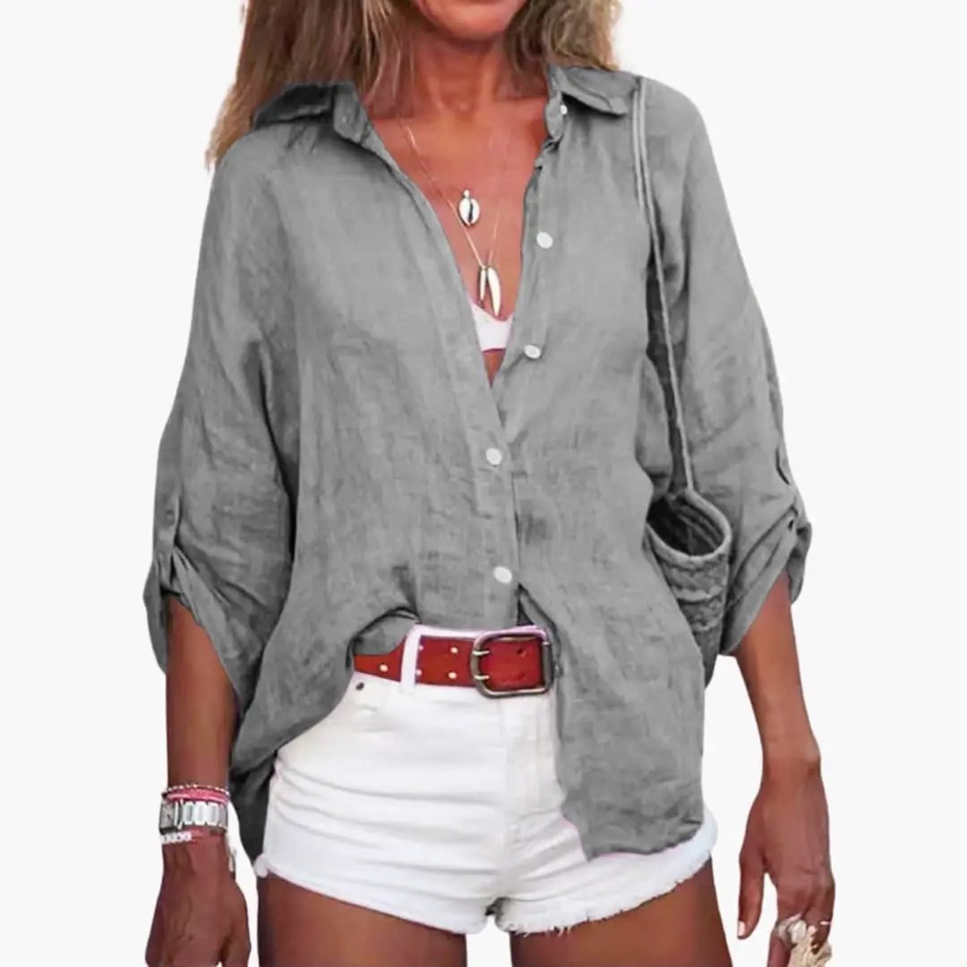 Women’s Cotton Blend Long Sleeve Blouse Classic Crew Neck Pullover Top