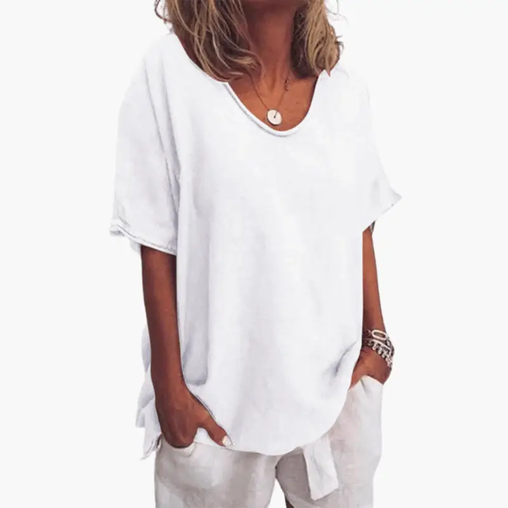 Women’s Crew Neck Short Sleeve T-Shirt – Plain Pull-On Top