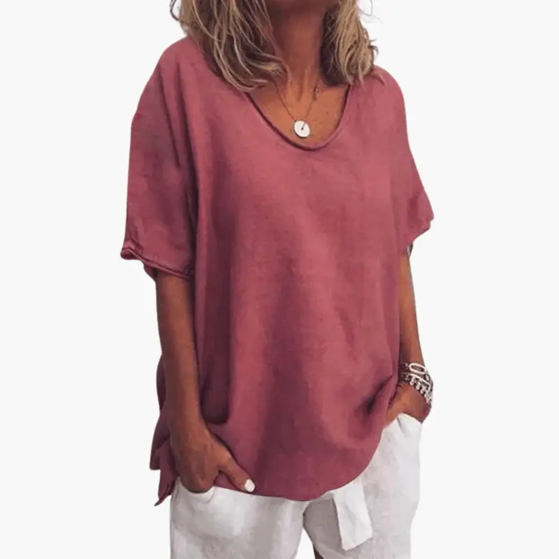 Women’s Crew Neck Short Sleeve T-Shirt – Plain Pull-On Top