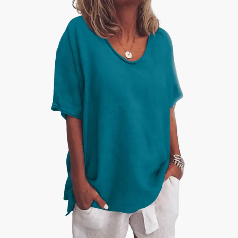 Women’s Crew Neck Short Sleeve T-Shirt – Plain Pull-On Top