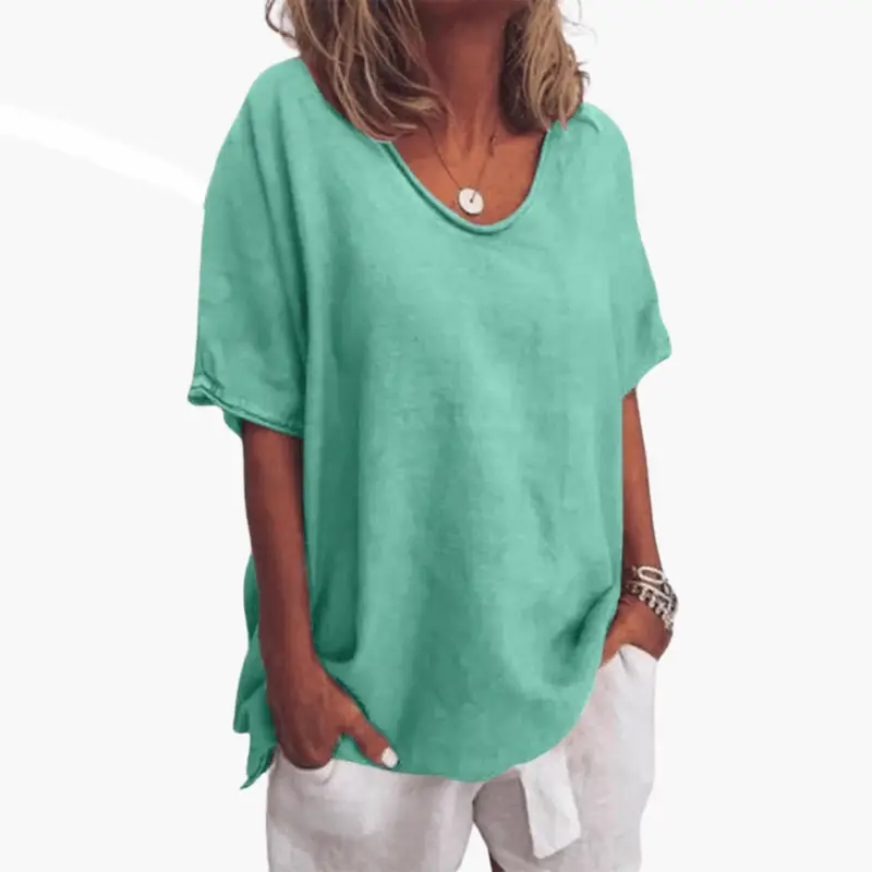 Women’s Crew Neck Short Sleeve T-Shirt – Plain Pull-On Top