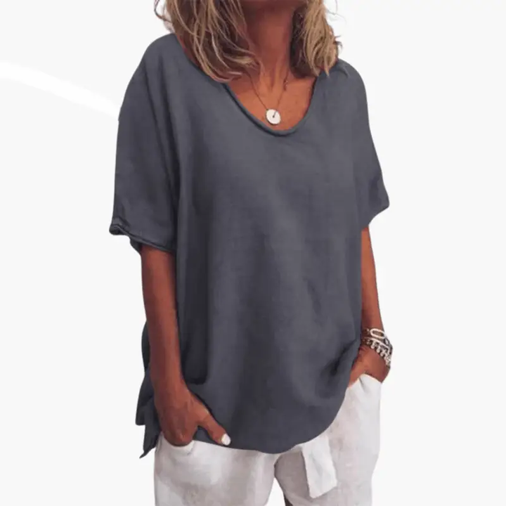 Women’s Crew Neck Short Sleeve T-Shirt – Plain Pull-On Top