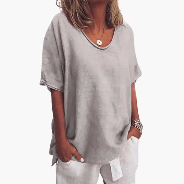 Women’s Crew Neck Short Sleeve T-Shirt – Plain Pull-On Top