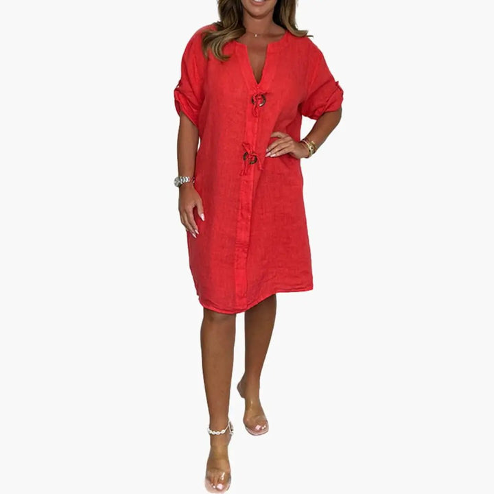Women’s Dress with Long Sleeves and Plain Surface