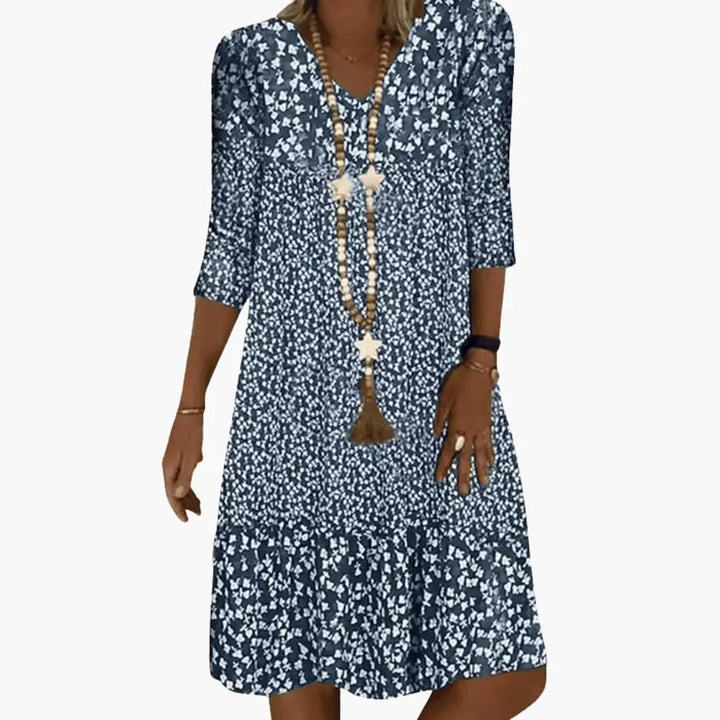 Women’s Dress with Round Neck and Mid Length Hem