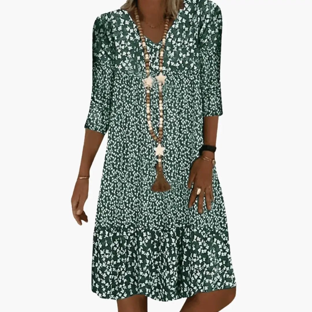 Women’s Dress with Round Neck and Mid Length Hem