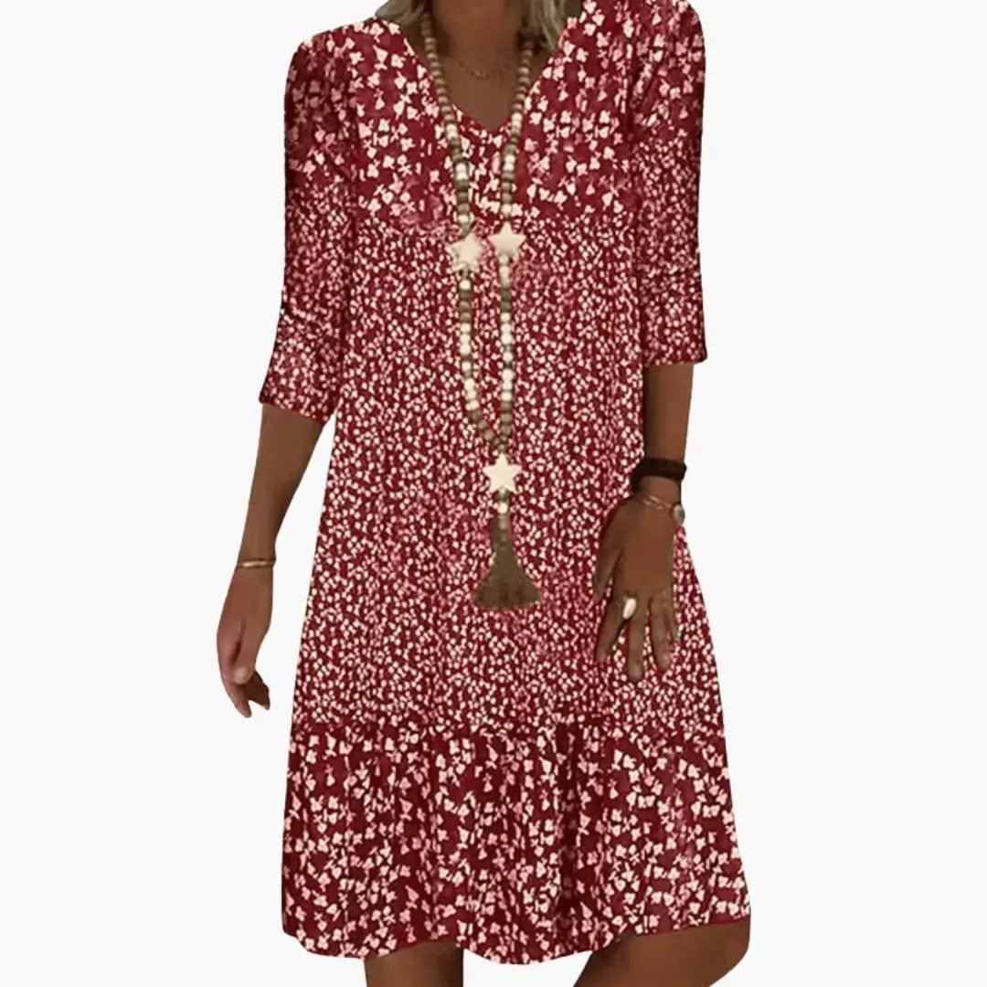 Women’s Dress with Round Neck and Mid Length Hem