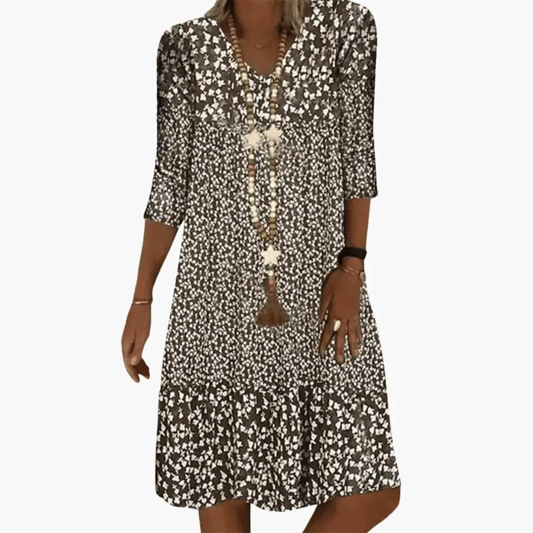 Women’s Dress with Round Neck and Mid Length Hem