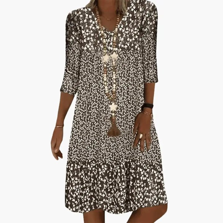 Women’s Dress with Round Neck and Mid Length Hem