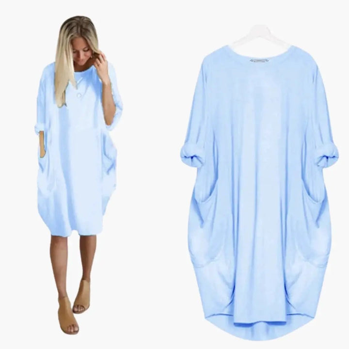 Women’s Dress with Round Neck and Short Sleeves