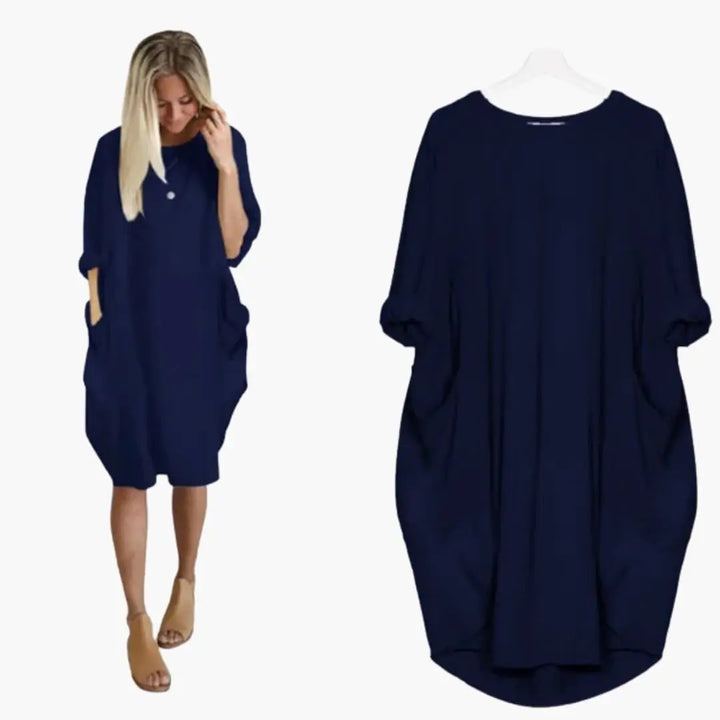 Women’s Dress with Round Neck and Short Sleeves