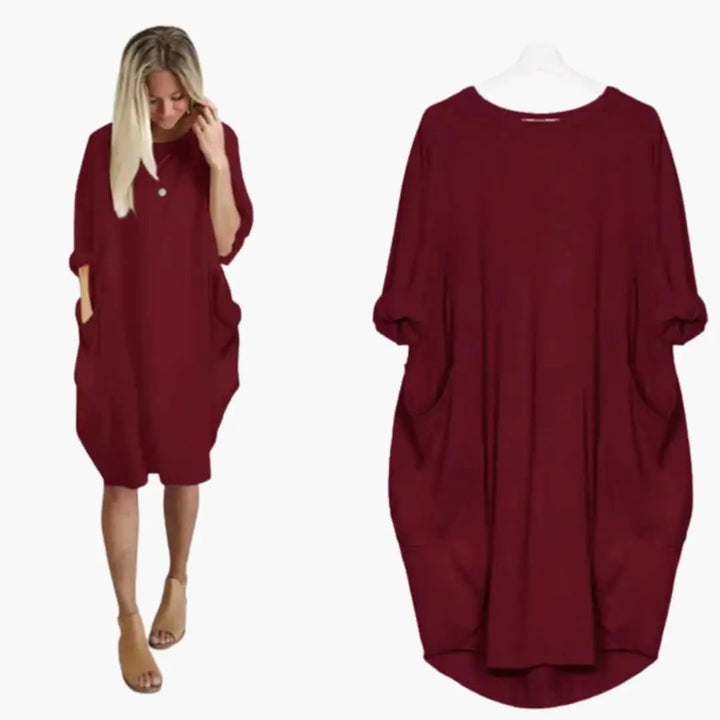 Women’s Dress with Round Neck and Short Sleeves