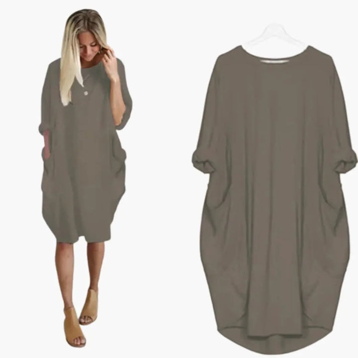 Women’s Dress with Round Neck and Short Sleeves