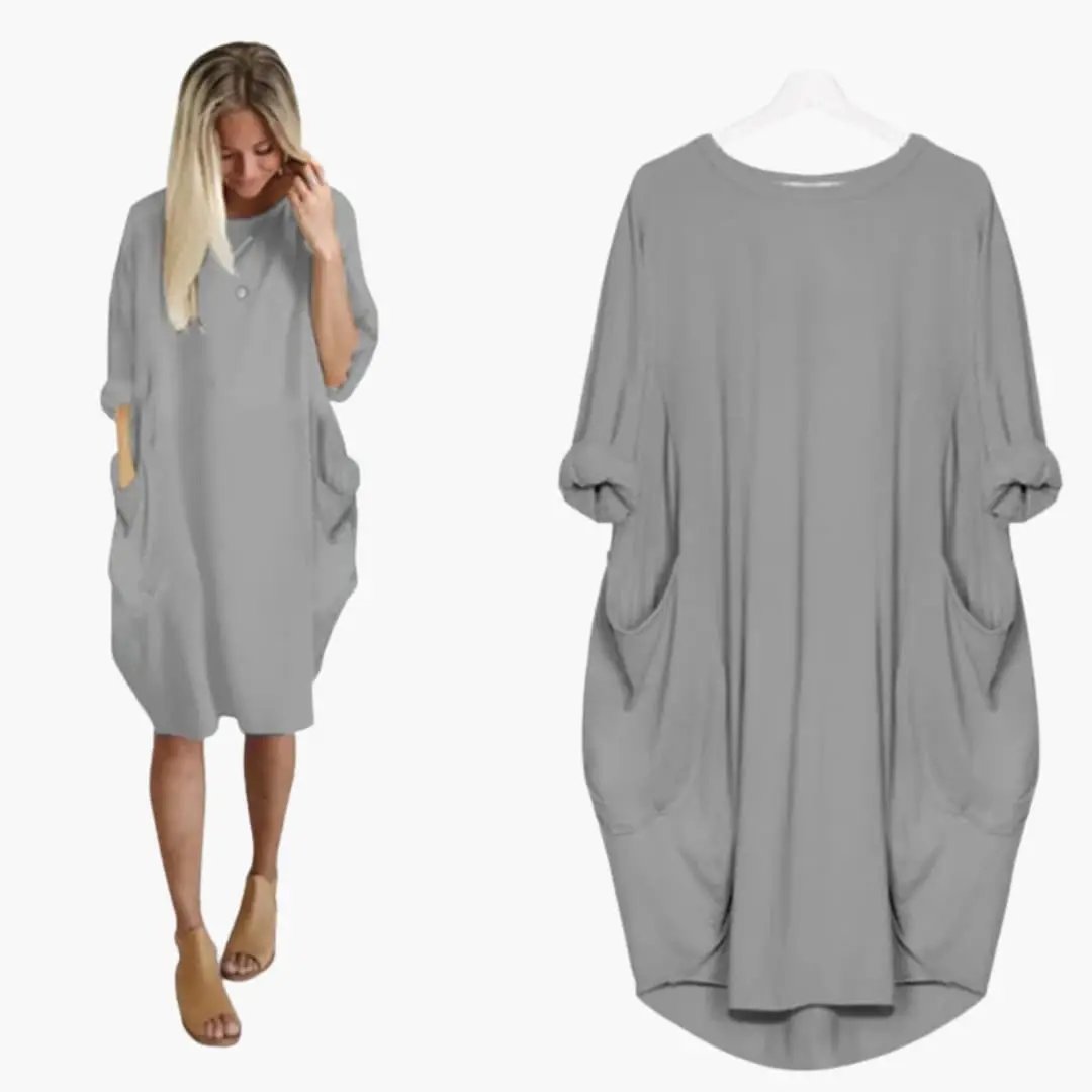 Women’s Dress with Round Neck and Short Sleeves