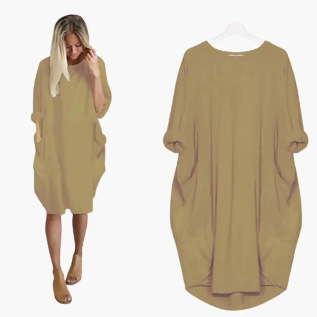 Women’s Dress with Round Neck and Short Sleeves