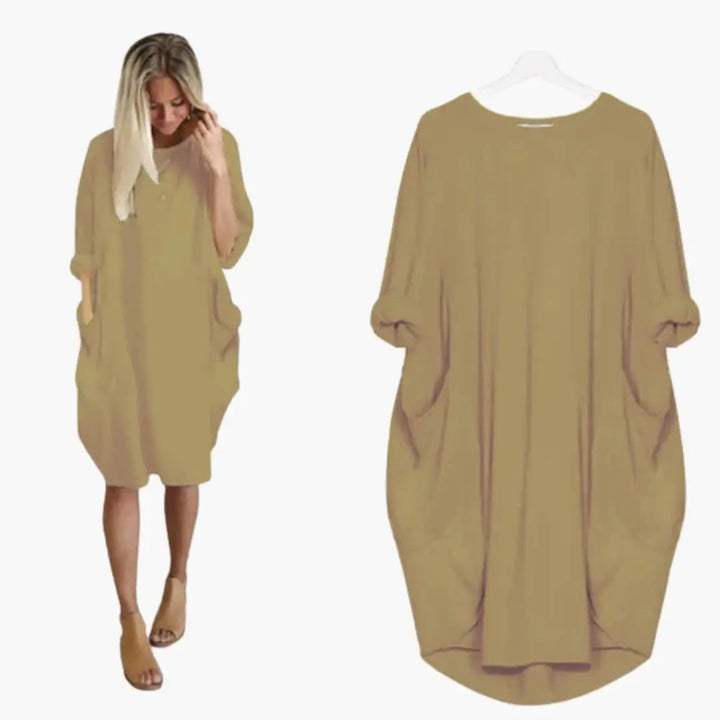 Women’s Dress with Round Neck and Short Sleeves