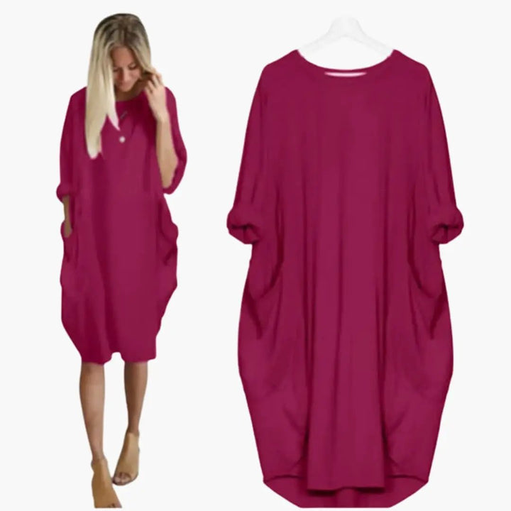 Women’s Dress with Round Neck and Short Sleeves