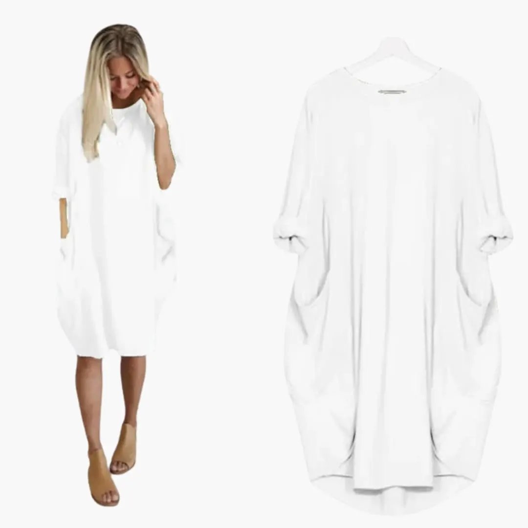 Women’s Dress with Round Neck and Short Sleeves