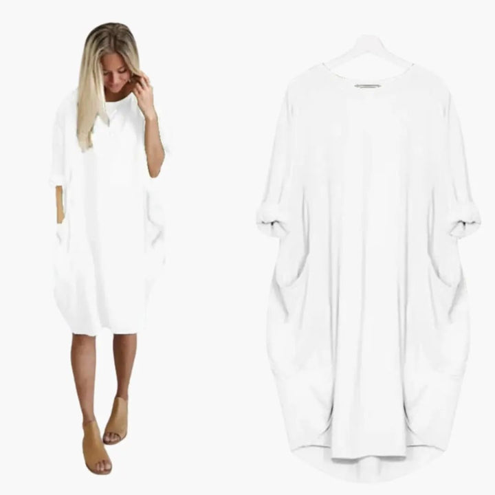 Women’s Dress with Round Neck and Short Sleeves