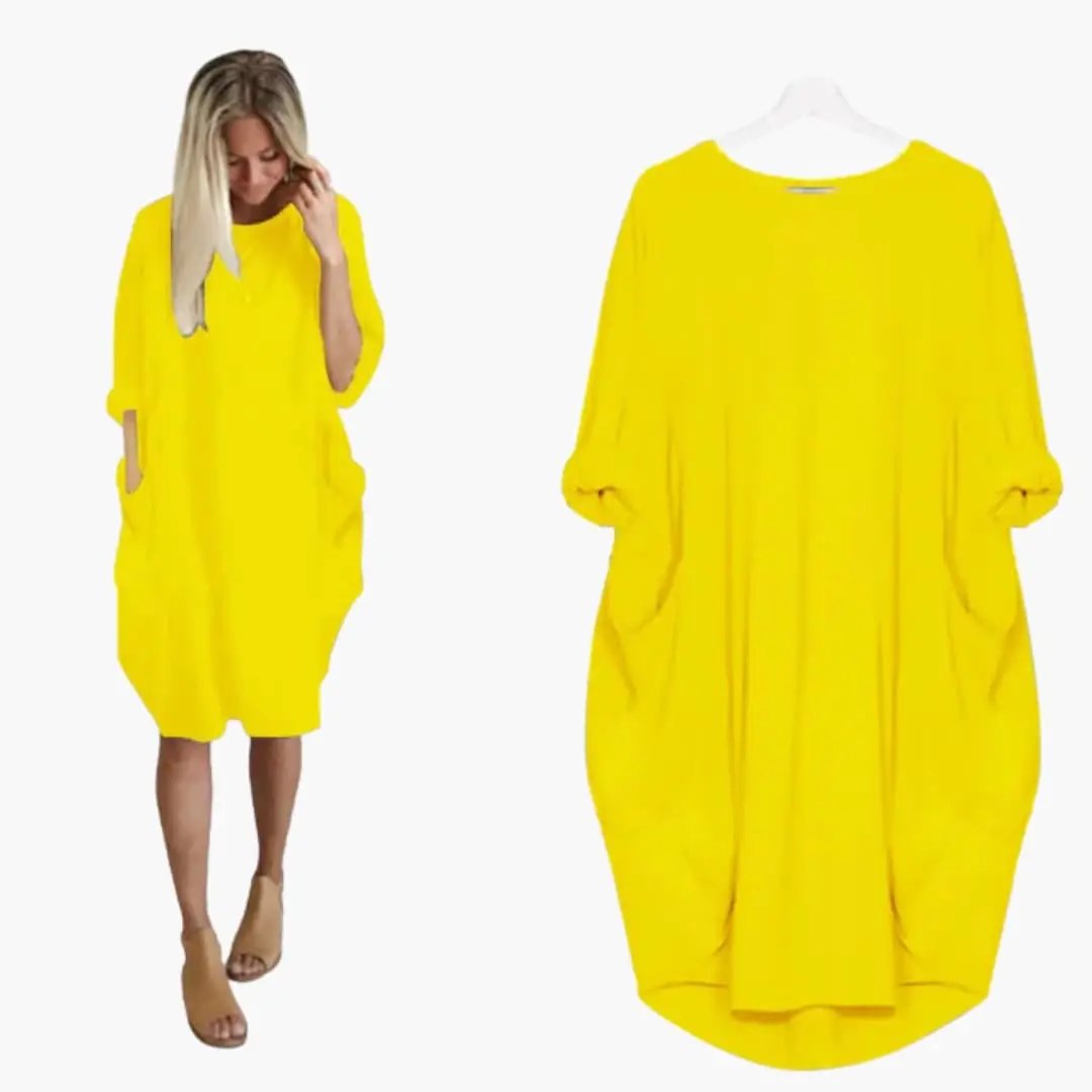 Women’s Dress with Round Neck and Short Sleeves