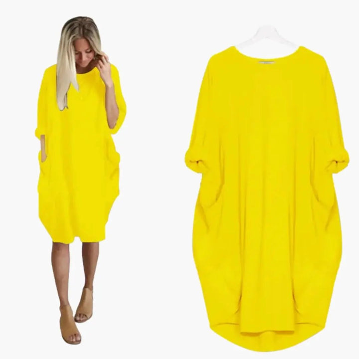 Women’s Dress with Round Neck and Short Sleeves