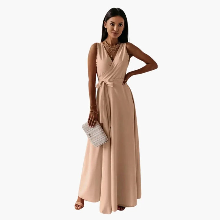 Women’s Dress with V-Shaped Neckline and Straight Fit