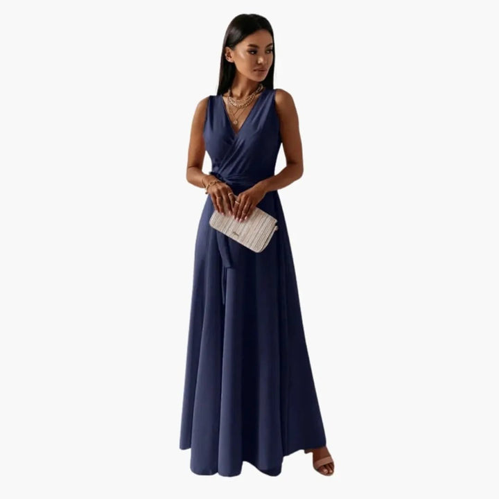 Women’s Dress with V-Shaped Neckline and Straight Fit