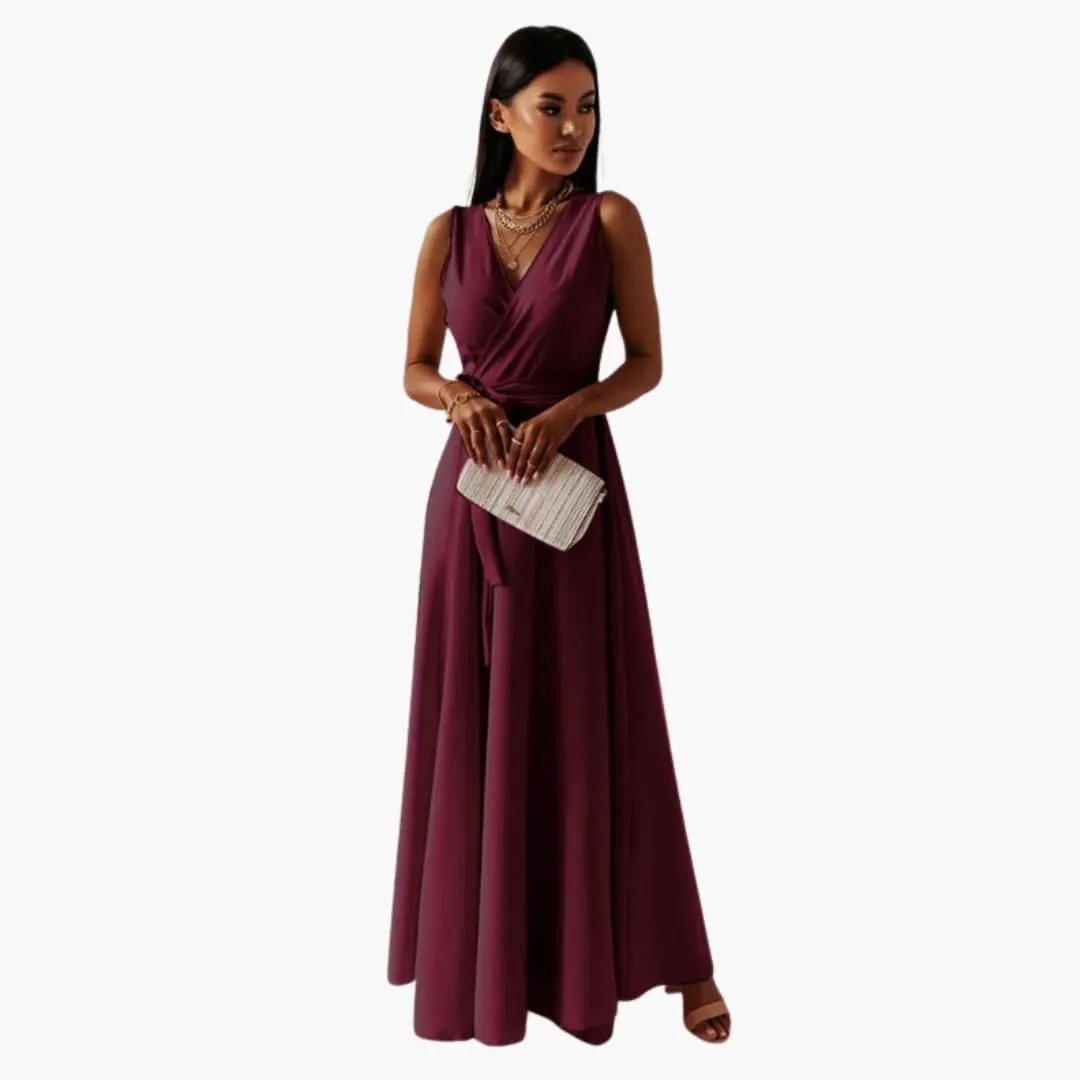 Women’s Dress with V-Shaped Neckline and Straight Fit