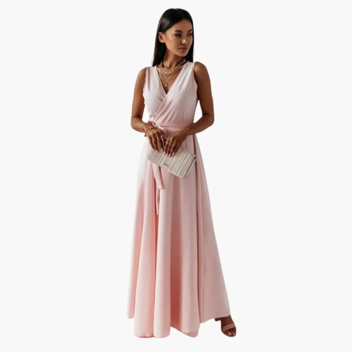 Women’s Dress with V-Shaped Neckline and Straight Fit