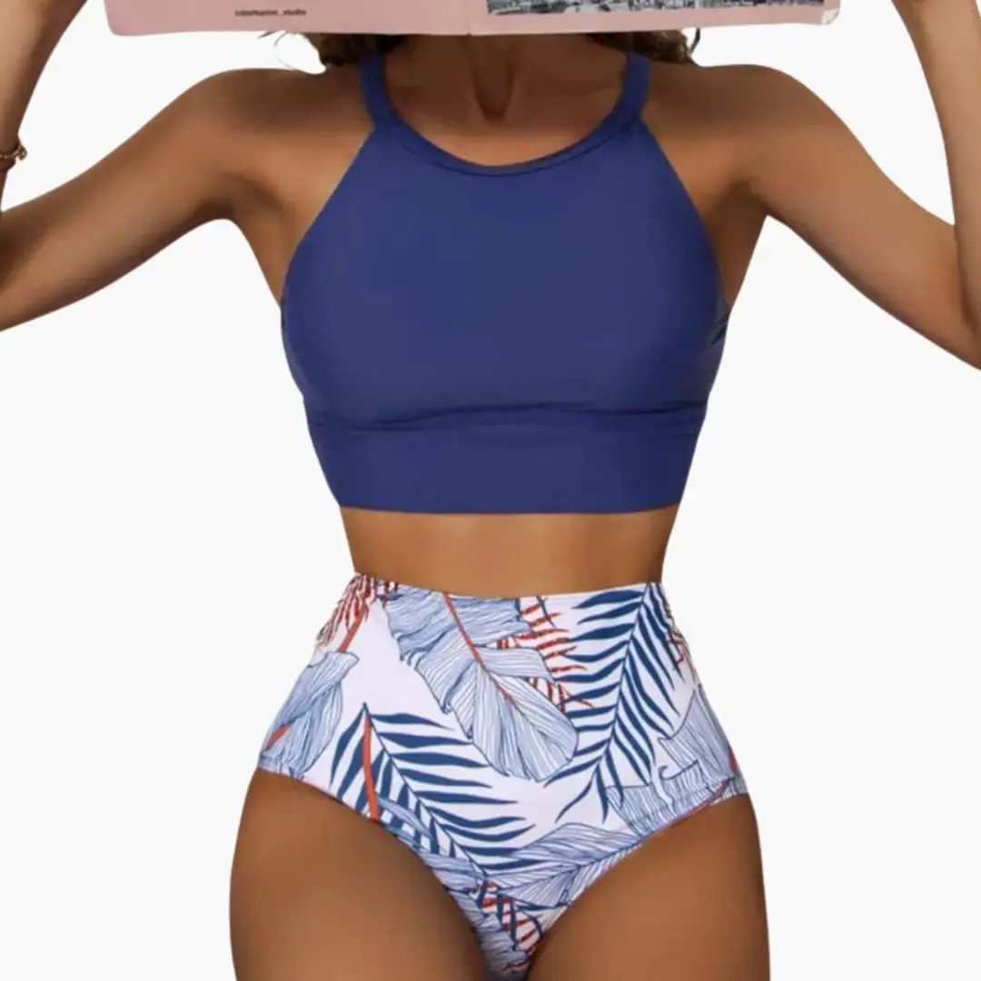 Women’s Floral High-Waisted Bikini Set with Adjustable Straps