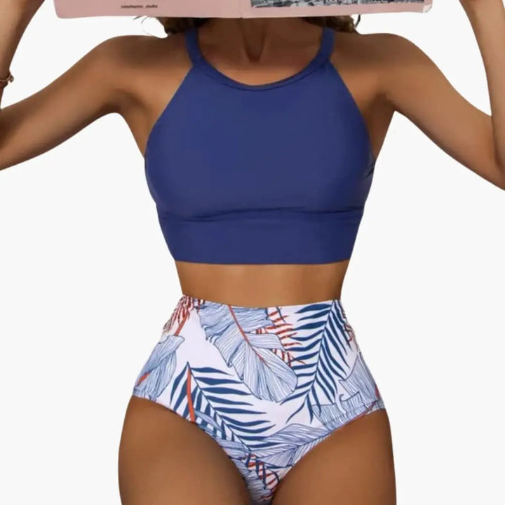 Women’s Floral High-Waisted Bikini Set with Adjustable Straps