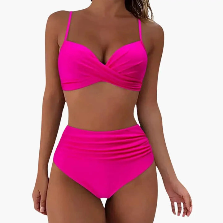 Women’s Floral Print Bikini Set with Elastic Waist Bottom