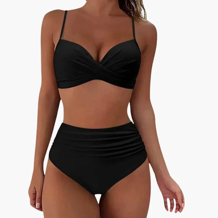Women’s Floral Print Bikini Set with Elastic Waist Bottom