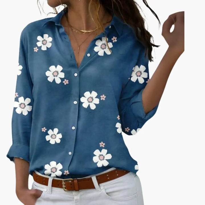 Women’s Floral Print Blouse – Long Sleeve Woven Top