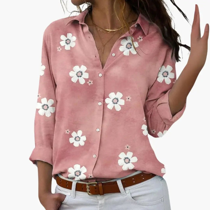 Women’s Floral Print Blouse – Long Sleeve Woven Top