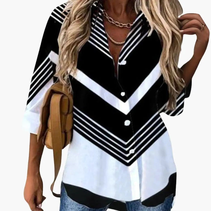 Women’s Floral Print Round Neck Blouse Long Sleeve Woven Top