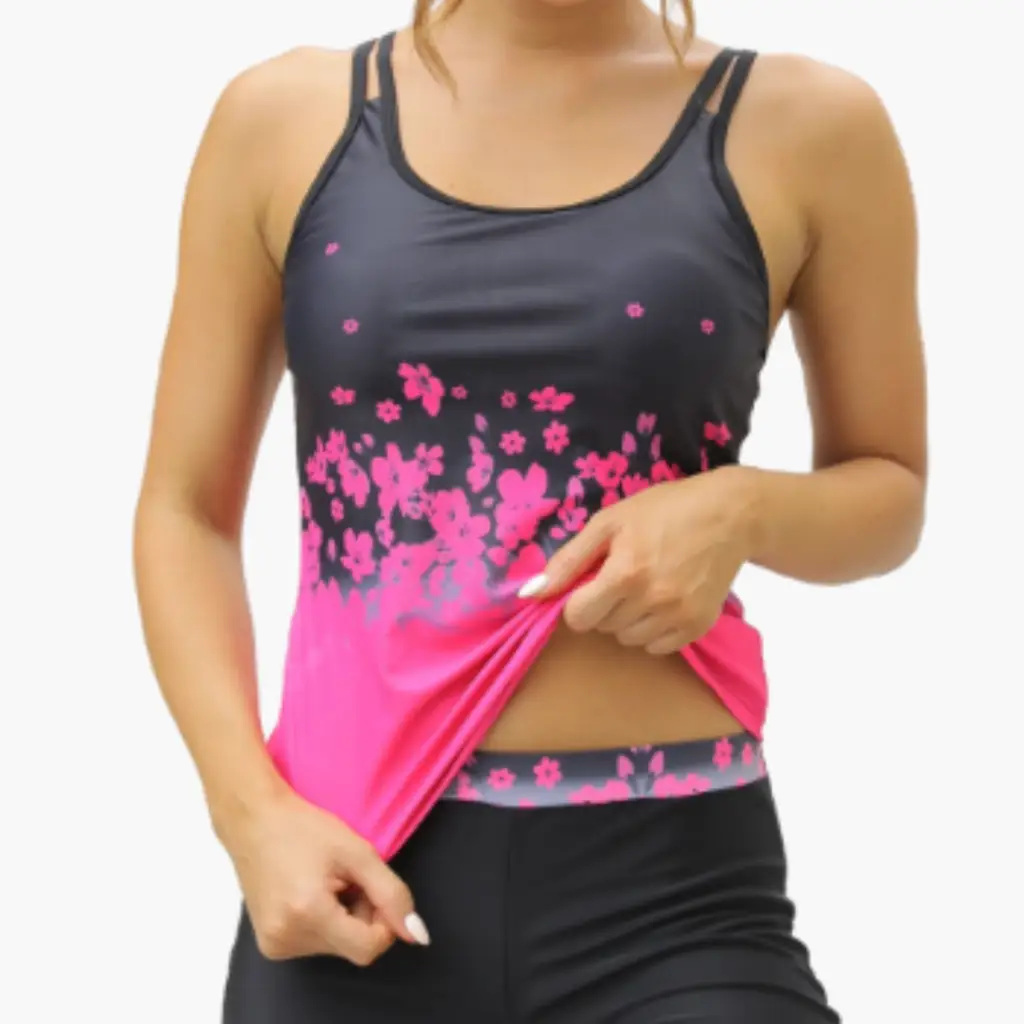 Women’s Floral Square Neck Tankini Swimsuit Set