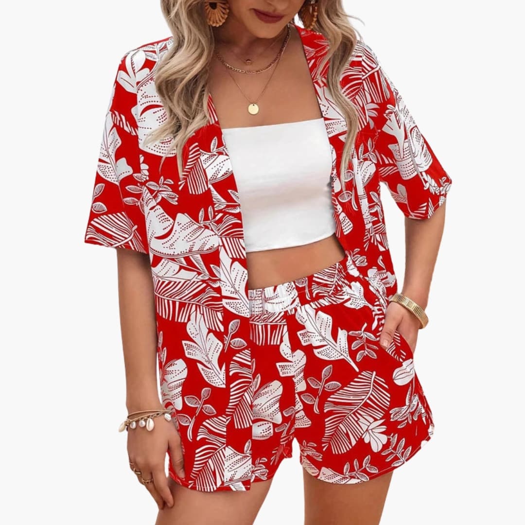 Women’s Floral Top and Shorts Set – Summer Two-Piece Outfit