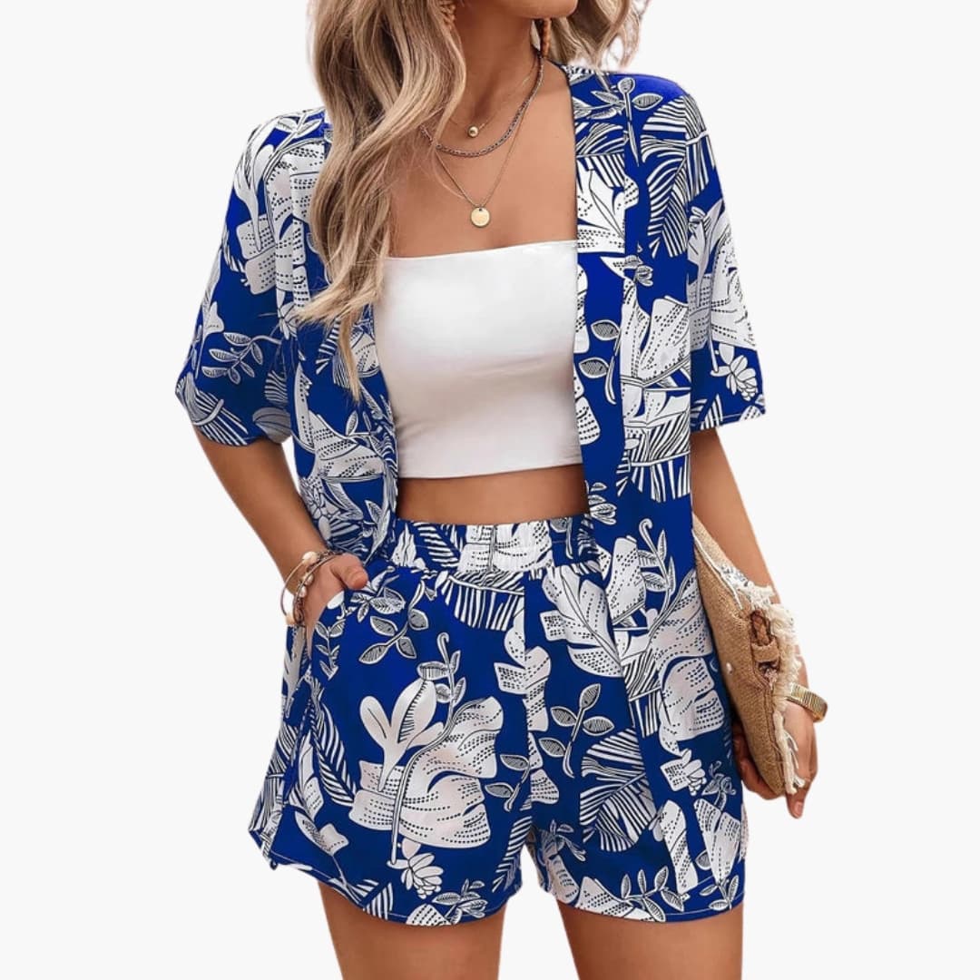 Women’s Floral Top and Shorts Set – Summer Two-Piece Outfit