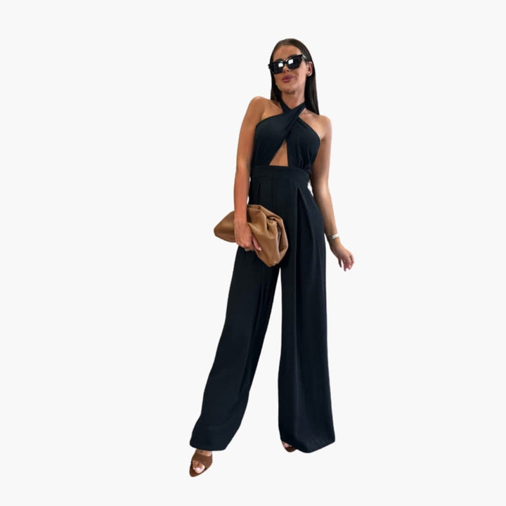Women’s Halter Neck Jumpsuit with Front Cutout