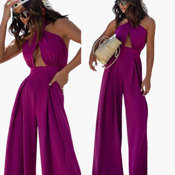 Women’s Halter Neck Jumpsuit with Front Cutout