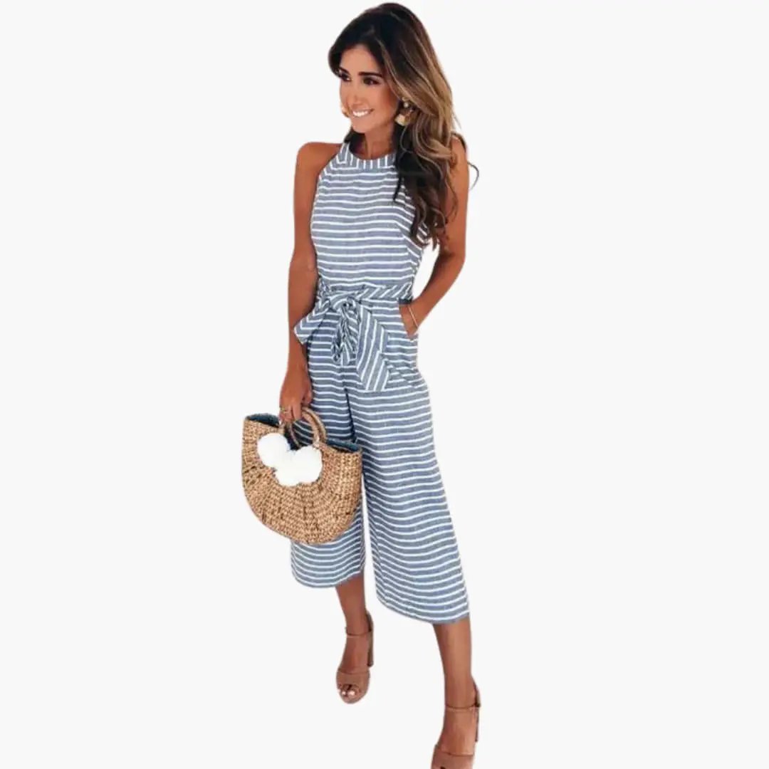 Women’s Halter Neck Jumpsuit with Waist Belt