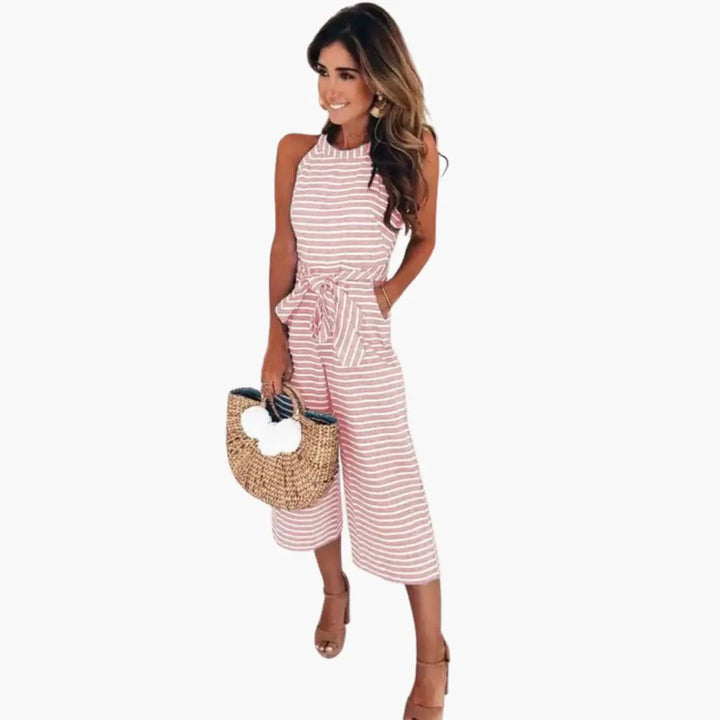 Women’s Halter Neck Jumpsuit with Waist Belt