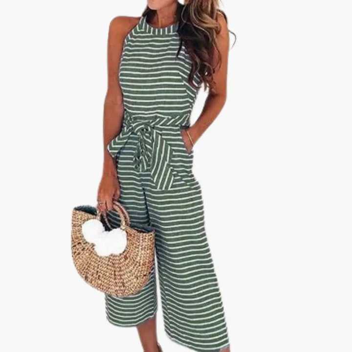 Women’s Halter Neck Jumpsuit with Waist Belt