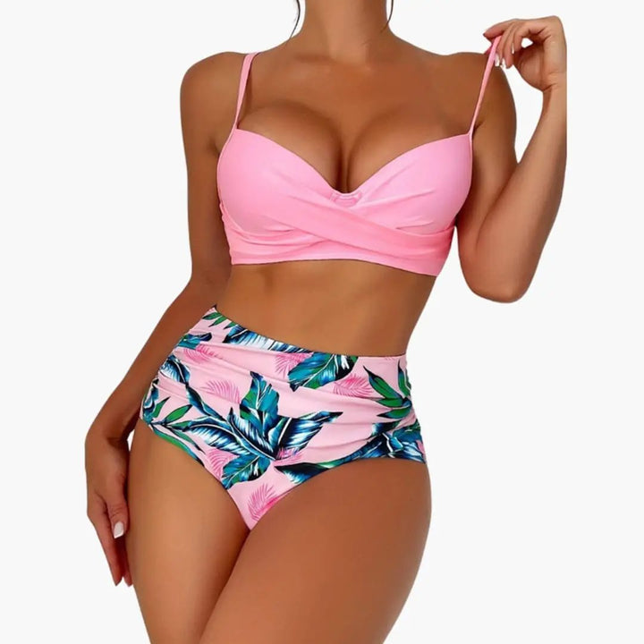 Women’s High-Waisted Push-Up Bikini Set with Padded Top
