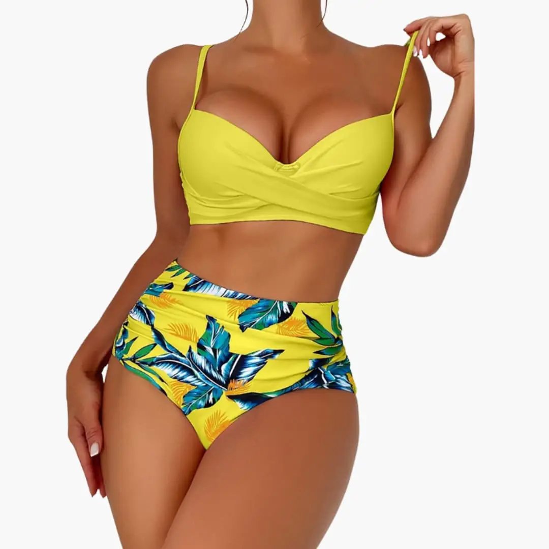 Women’s High-Waisted Push-Up Bikini Set with Padded Top