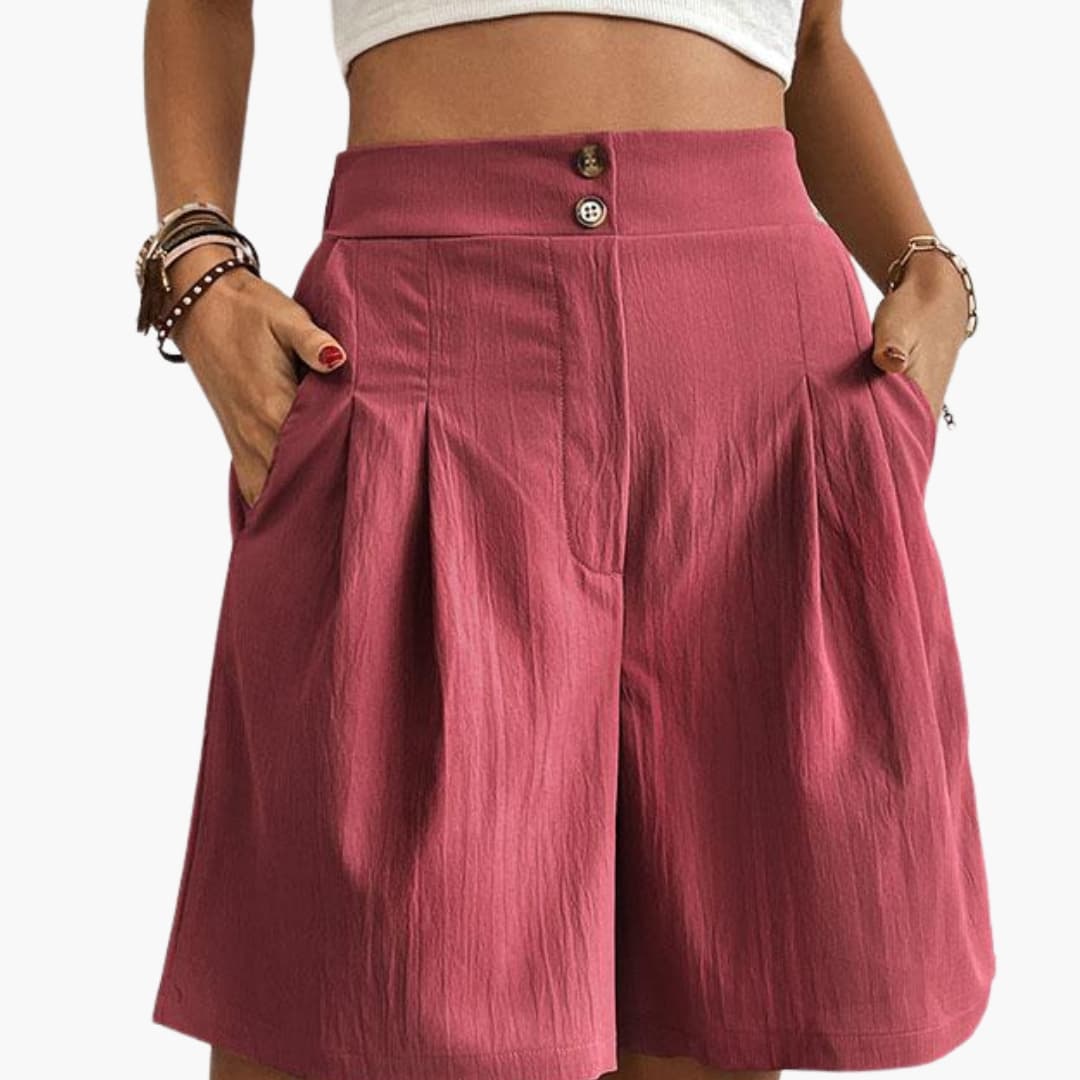 Women's High-Rise Wide-Leg Shorts with Side Pockets