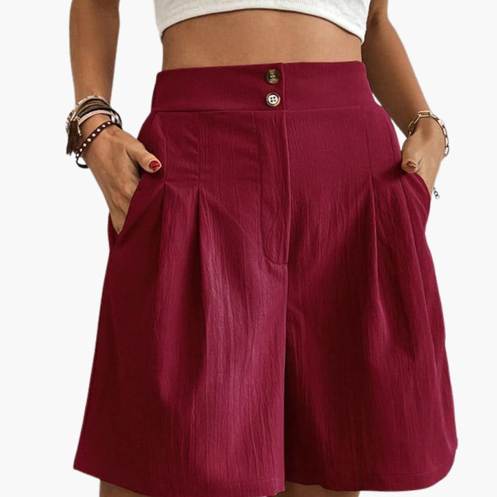 Women's High-Rise Wide-Leg Shorts with Side Pockets