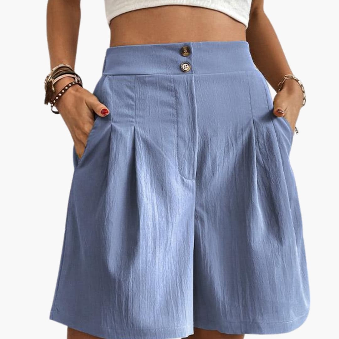 Women's High-Rise Wide-Leg Shorts with Side Pockets